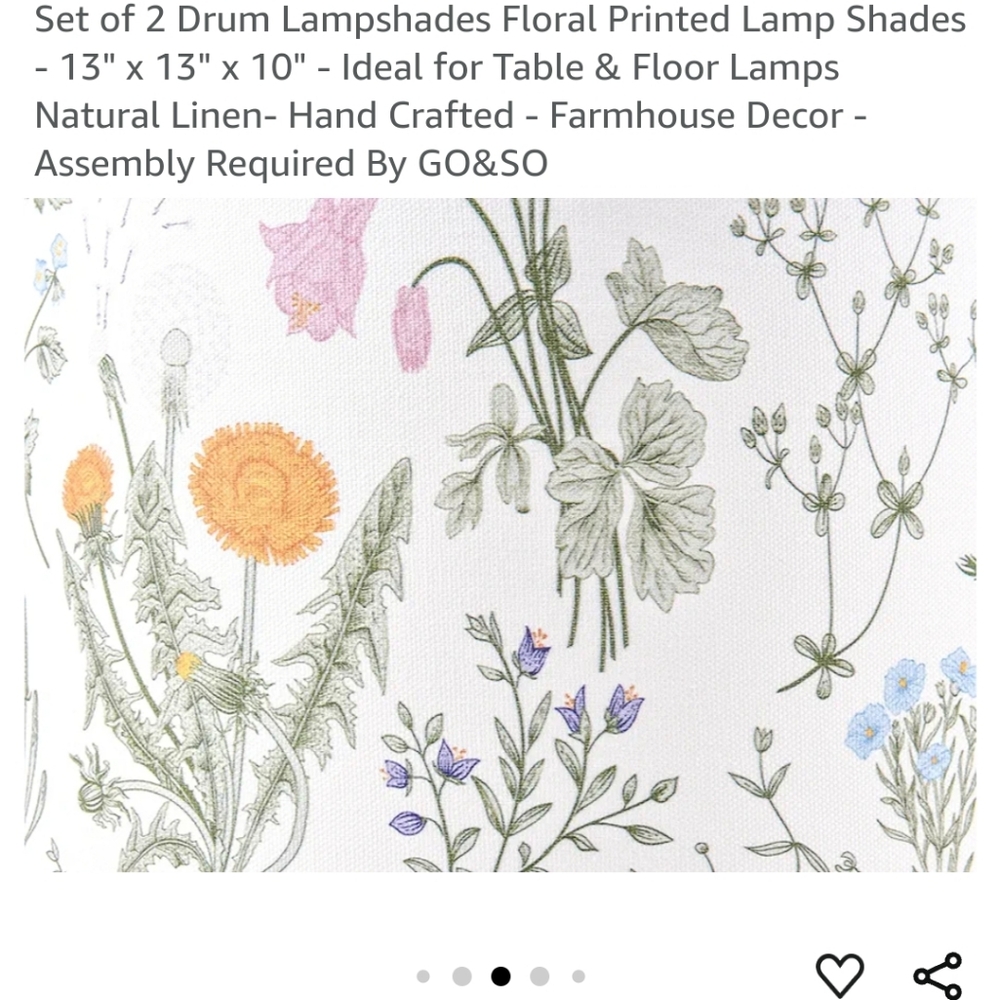 Farmhouse lamp shade drums new 13×13×10 new nature dandelion and flowers - Picture 5 of 7